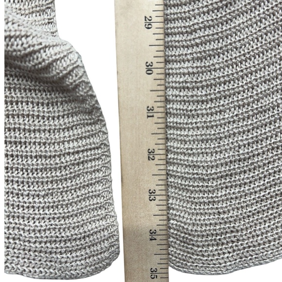 EILEEN FISHER Cardigan Womens XS Tan Organic Linen Knit Open Front Waterfall - Picture 8 of 8